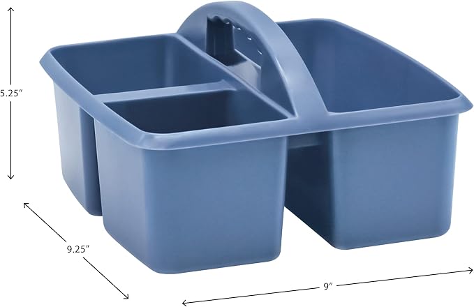 Teacher Created Resources Slate Blue Portable Plastic Storage Caddy 6-Pack for Classrooms, Kids Room, and Office Organization, 3 Compartments - Image 3