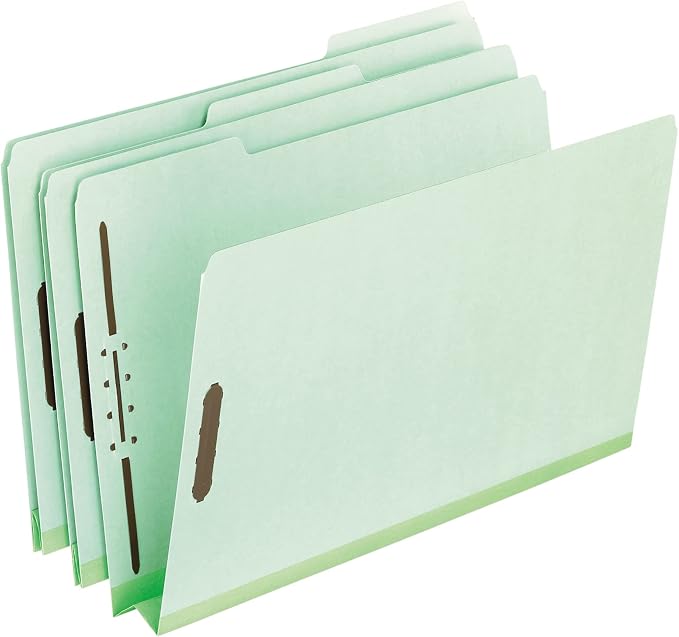 Pendaflex Pressboard Fastener Folders, Letter Size, Light Green, 2" Expansion, 1/3 Cut, 25/BX (17181) by TOPSProducts