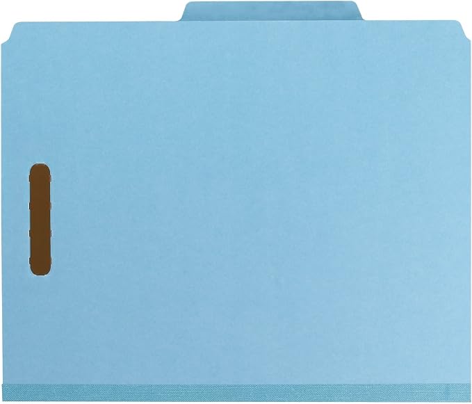 Smead 100% Recycled Pressboard Classification File Folder, 3 Dividers, 3" Expansion, Letter Size, Blue, 10 per Box (14090) - Image 4