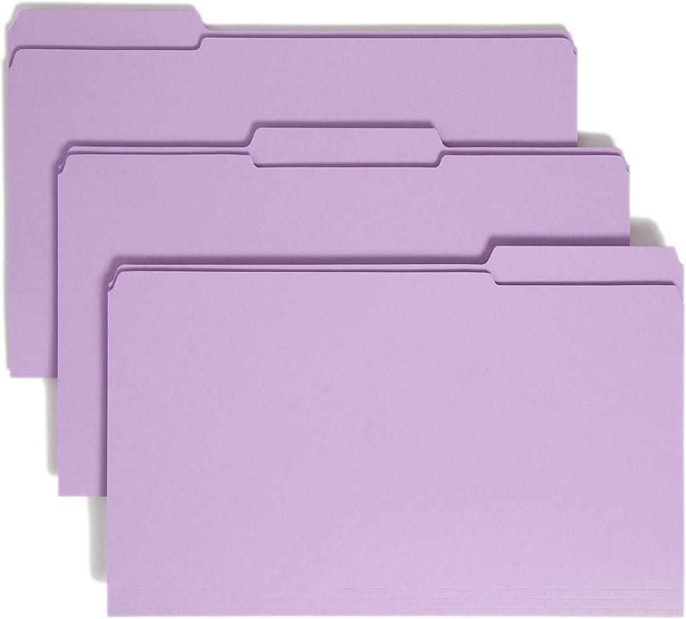 Smead File Folder, Reinforced 1/3-Cut Tab, Legal Size, Lavender, 100 per Box (17434) by SMEAD