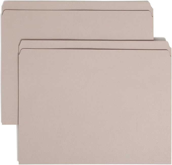Smead File Folder, Reinforced Straight-Cut Tab, Letter Size, Gray, 100 per Box (12310) by SMEAD