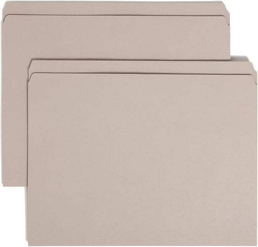 Smead File Folder, Reinforced Straight-Cut Tab, Letter Size, Gray, 100 per Box (12310) by SMEAD