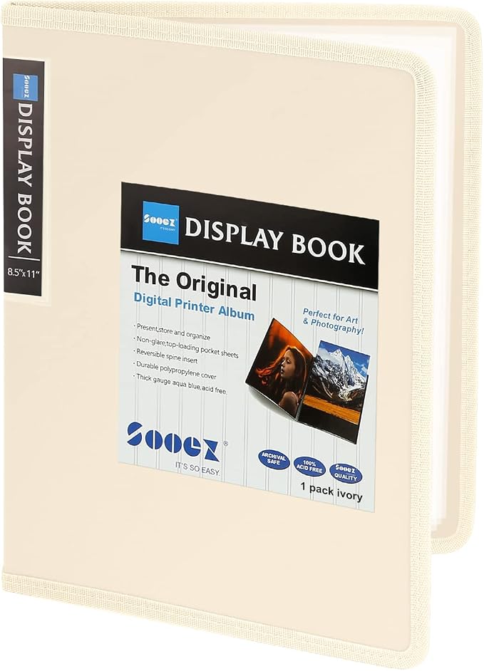 Sooez 30-Pocket Binder with Plastic Sleeves 8.5x11,Heavy Duty Art Portfolio | Folder with Clear Sheet Protectors, Display 60 Pages, Presentation Book for Artwork, Document Organizer Binder by Sooez