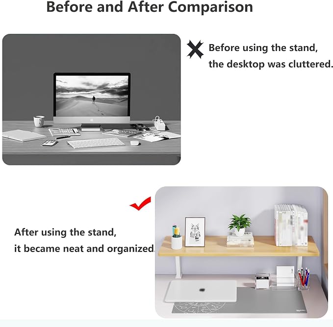 Clamp On Desk Shelf, Adjustable Desktop Extender Storage Organizer | Space Saving Desk Shelf No Drill For Office, Dorm, Home Desk Organization (23.6 x 7.8 in) - Image 4