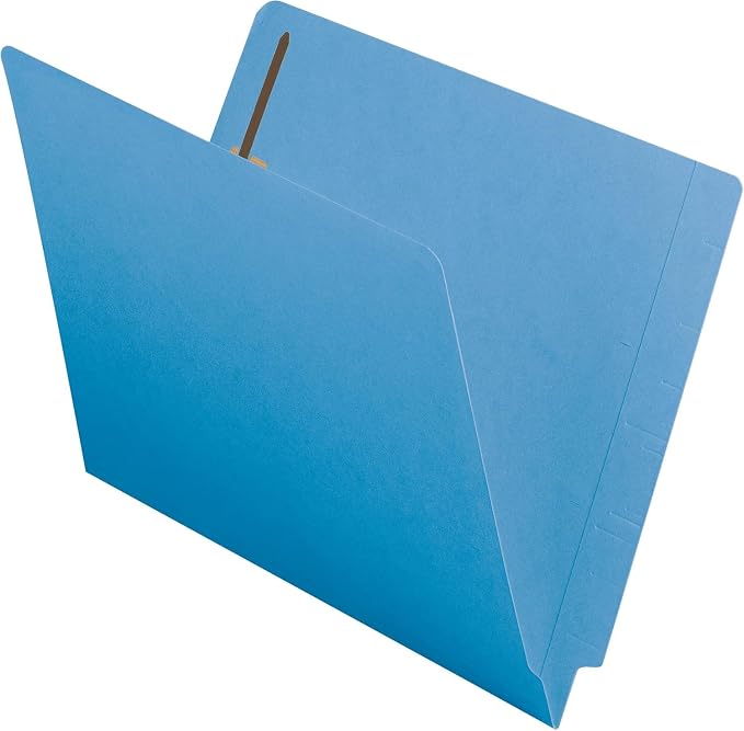 Smead End Tab Fastener File Folder, Shelf-Master® Reinforced Straight-Cut Tab, 2 Fasteners, Letter Size, Blue, 50 per Box (25040) by SMEAD