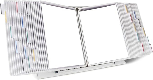 Tarifold Desktop Reference Display System, 40 Pockets, Expandable, White | 40 Double-Sided PVC Pockets, Holds 80 Letter-Size Sheets, Sturdy Metal Base, Quick-Find Indexing, Quick and Easy to Assemble by TARIFOLD