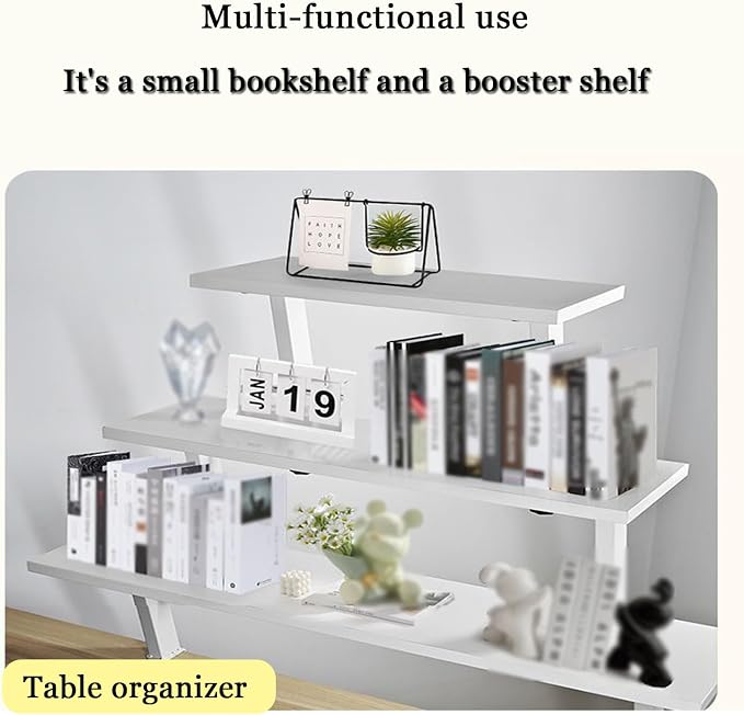 39.4x7.8 in Clamp on Desk Shelf, Adjustable Floating Desks Shelf Space Saving Desktop Extender Storage Organizer for Office, Dorm, Home Desk Organization, White - Image 6
