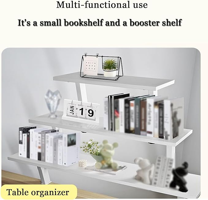 24x7.8 in Clamp on Desk Shelf, Adjustable Floating Desks Shelf Space Saving Desktop Extender Storage Organizer for Office, Dorm, Home Desk Organization, White - Image 5