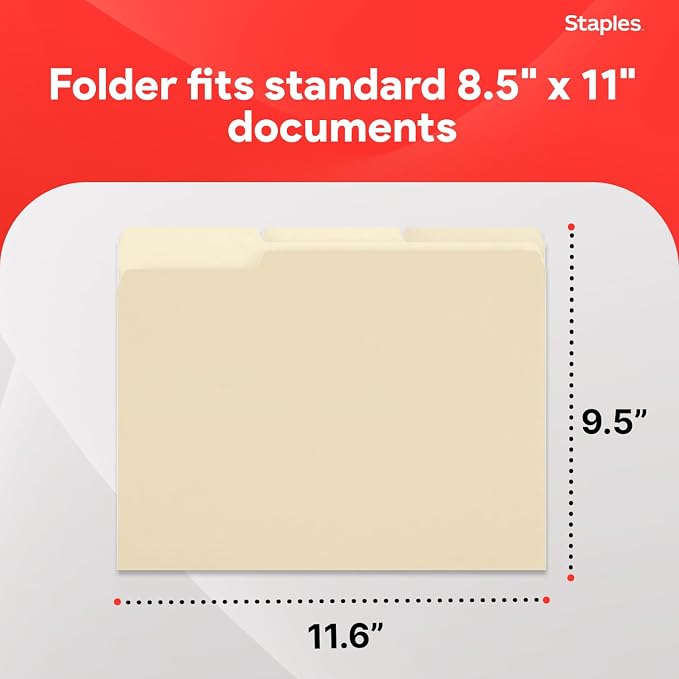 Staples Reinforced Tab Fastener Folder, Letter Size, Manila Pressboard | Durable construction with metal fasteners for secure document filing. 50/Pack. - Image 3