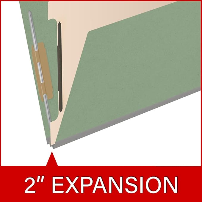 25 Pt. Pressboard Classification Folders, 2/5 Cut ROC Top Tab, Letter Size, 1 Divider, Green (Box of 10) - Image 7