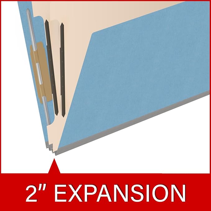 Heavy Duty End Tab Color Folders, 2/5 Cut ROC Top Tab, Letter Size, 2 Divider, Blue (Box of 10) - Image 7