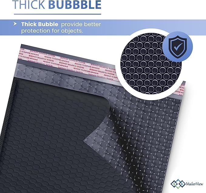 Black Bubble Mailers 12x15, Self Seal Poly Padded Envelopes, 50 Pack - Image 5