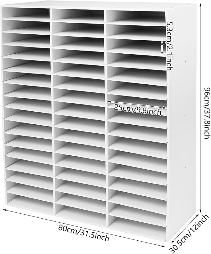 48 Slot Mail Sorter Organizer White File Organizer with Removable Shelves | 48 Individual Compartments, Top Storage Platform, Anti-slip Bottom Pads, 110 Lbs Load Capacity, Easy Assembly With Gloves - Image 5