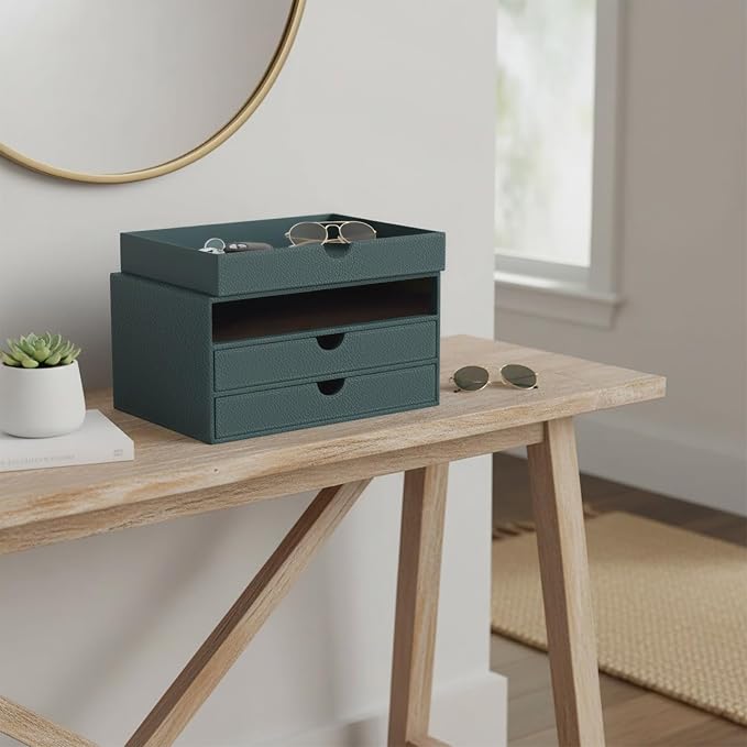 UnionBasic Document Organizer, 3-Drawer File Cabinet Document Storage Box, Office Desktop Filing Organizer, Dark Ivy - Image 2