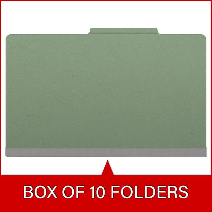 Top Tab Pressboard Folders, Legal Size, 2" exp, Fasteners Pos #1 & #3, Green (Box of 25) - Image 6