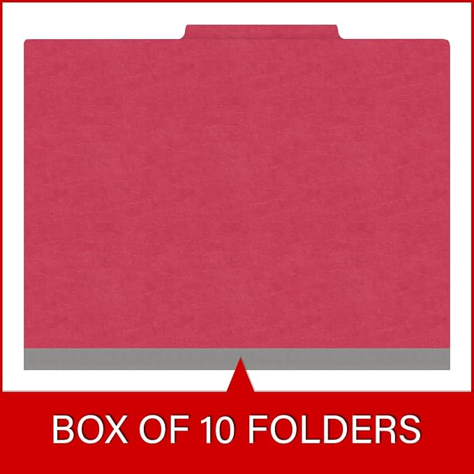 Heavy Duty End Tab Color Folders, 2/5 Cut ROC Top Tab, Letter Size, 1 Divider, Red (Box of 10) - Image 6