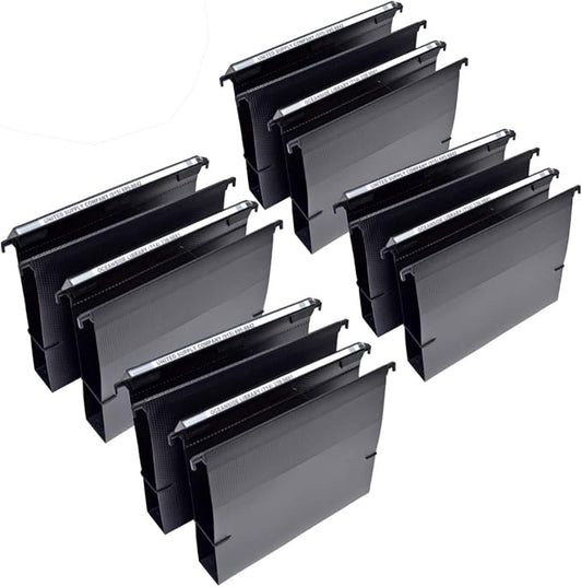 Ultimate Office MagniFile 2" Box-Bottom Hanging File Folders, Set 8 Black | Extra-capacity letter size + bungee for bulky files. 11" Magnified Lens DOUBLES The Size of File Titles to FIND FILES FAST. by UltimateOffice