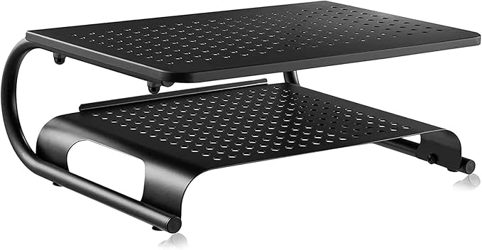 suptek Double-Deck Desk Monitor Stand Riser for Computer,Laptop,Printer, Notebook and All Flat Screen Display with Vented Metal Platform and 4 Inches Height Underneath Storage (MST002) by suptek