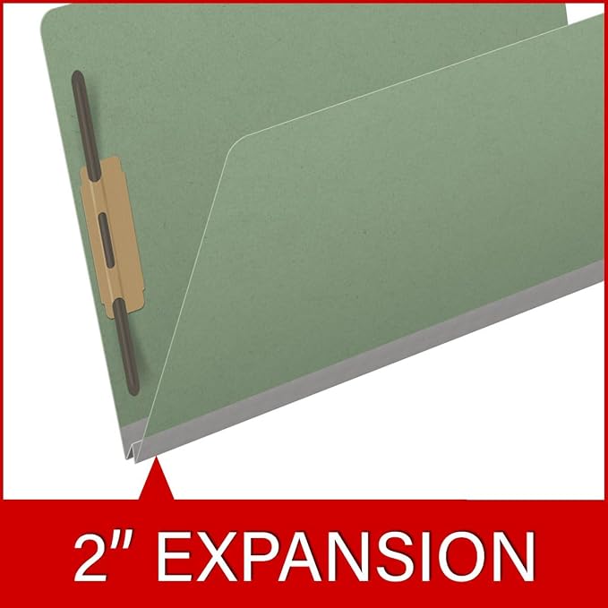 Top Tab Pressboard Folders, Legal Size, 2" exp, Fasteners Pos #1 & #3, Green (Box of 25) - Image 7