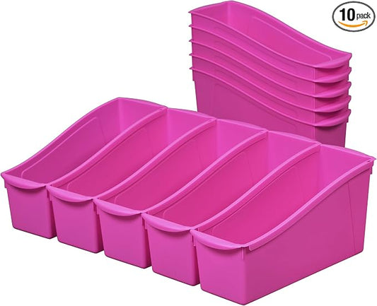 ECR4Kids Linking Plastic Storage Book Bin, Multipurpose Organization, Neon Purple, 10-Piece by ECR4Kids
