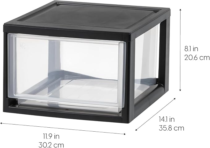 IRIS USA 3-Pack, 14.5 Qt. Stacking Drawer Storage Organizer, Black | Store shoes, clothing, accessories, and household essentials around your home with organized storage for everyday needs - Image 3