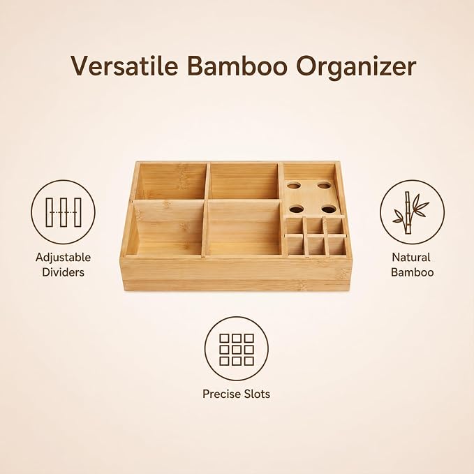 2 Pack Bamboo Art Supply Organizer | 360° Rotating, Art Supply Holder & Office Storage Caddy, For Colored Pencils, Crayons, Paintbrushes - Image 9