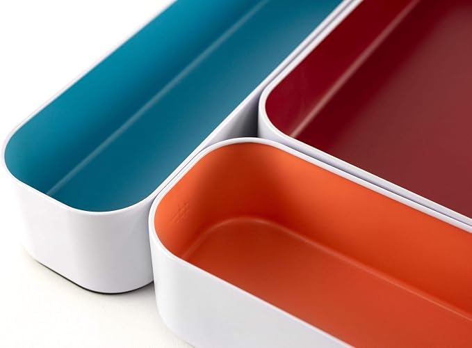 Three by Three Seattle Metal Drawer Organizer Tray Set, 5-Pc, 2" (Blue) | Deep 2" food-safe metal bins; soft non-scratch base; perfect for kitchen utensils, tools & bulkier drawer items - Image 8