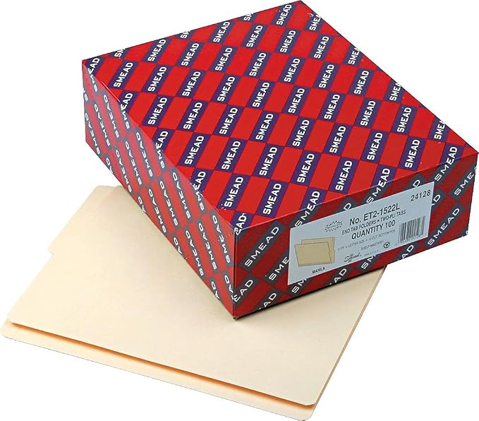 Smead End Tab File Folder, Shelf-Master Reinforced 1/2-Cut Tab Bottom Position, Letter Size, Manila, 100 per Box (24128) - Image 2