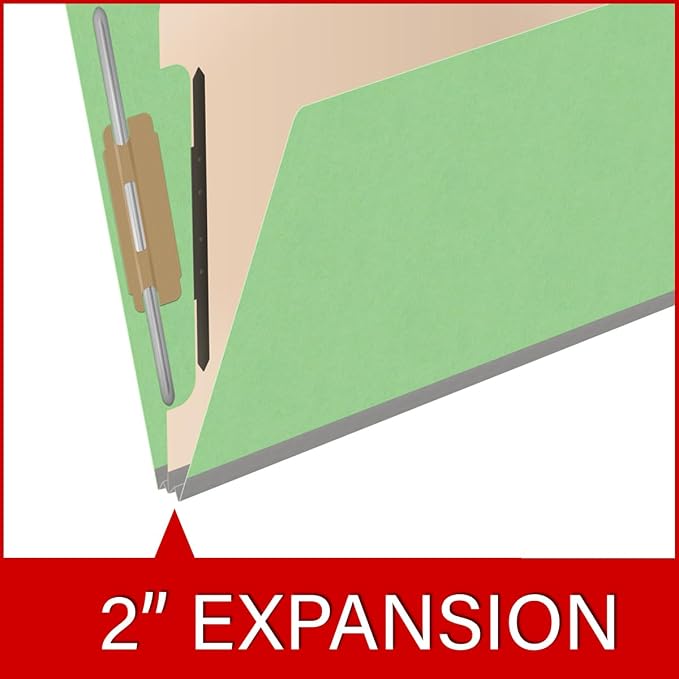 Ecom Folders Heavy Duty Top Tab Classification Folders | Letter Size 18 Pt Stock with 1 Divider | 2/5 Cut Right Position Tab for Medical, Legal and Office Documents | Green, Box of 10 - Image 7