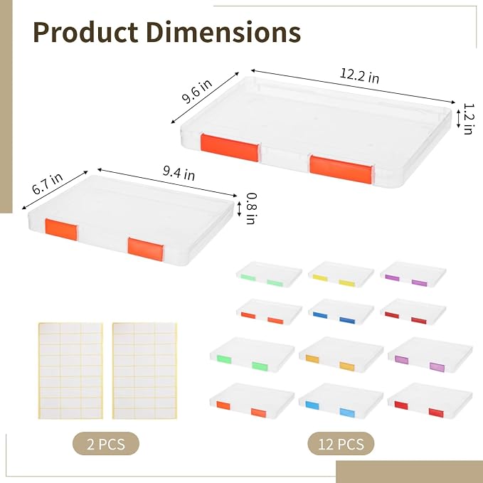 12 PCS Clear A4 A5 File Boxes, Plastic Paper Organizer with Color Buckles and 54 Labels, Stackable Magazine Protector Cases, Transparent Document Case for Office, School, Home - Image 4