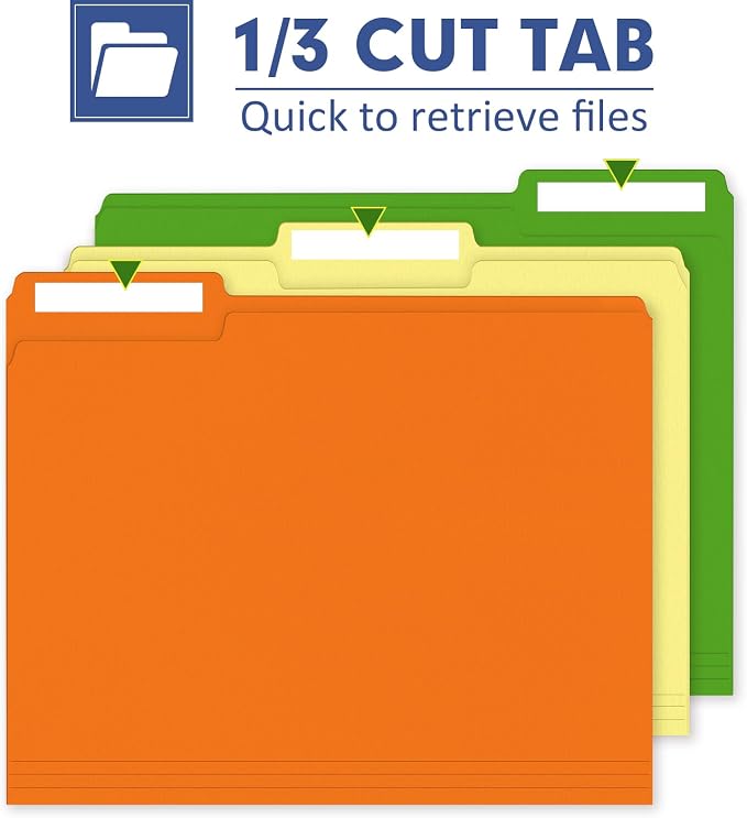 File Folder, PANDRI 270 Pack Colored File Folder, 1/3 Cut Tab, Letter Size, Assorted 12 Colors Filing Folder for Office School Business - Image 3