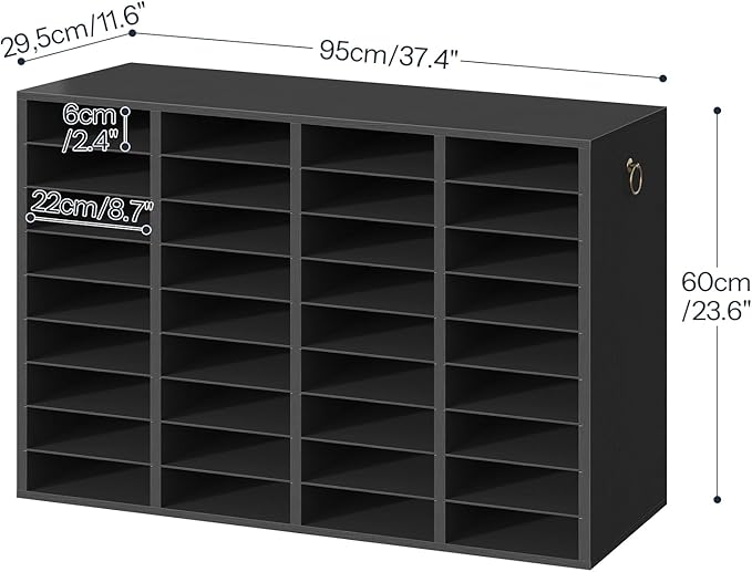 HOOBRO Wooden Literature Organizer, 36-Slot Mail Sorters, Removable Classroom Mailbox, Student Mailboxes for Classroom, Paper Storage Organizer, for Home, Office, Black BK36WF01 - Image 2