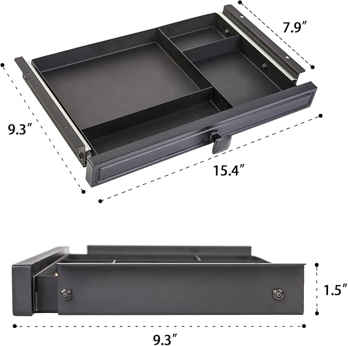GOME Under Desk Slide out Pencil Drawer with Space Divider Design for Storing Pencil and Office Accessories, Underdesk Pull out Tray Organizer Mounted for Sit Stand Workstation - Image 2