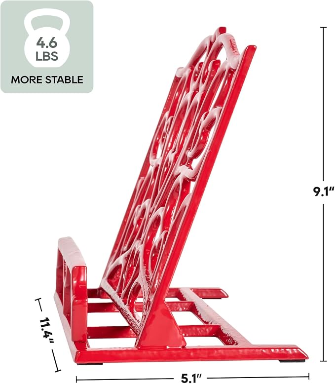 JOGREFUL Cast Iron Cookbook Stand, Kitchen Recipe Holder Love Heart Red | Heavy-Duty Book Vintage Holder, Reading Rest Holder for Easel/Counter/Books/Magazine/iPad/Bible - Image 2