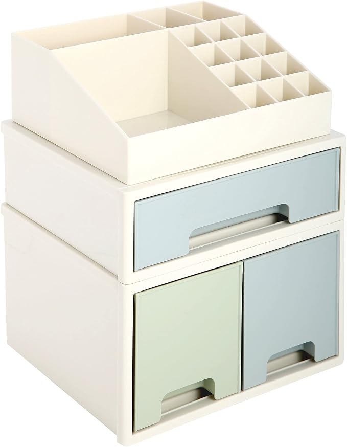 Stationery Organizer Box, Cosmetic Storage Box, Pen/Pencil, Remote Control, Office Supplies, Business Card Holder, Free Combination, [TBD-04] w/ 3 Drawers + 16 Slots - Image 8