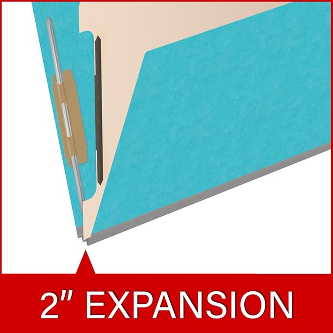 Heavy Duty End Tab Color Folders, 2/5 Cut ROC Top Tab, Letter Size, 1 Divider, Light Blue (Box of 10) - Image 7