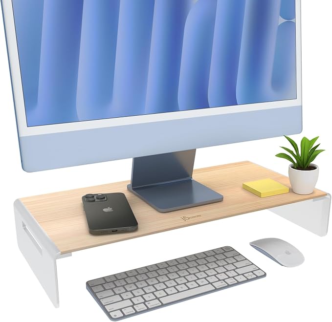 j5create Premium Monitor Stand, Made with Elegant Wood and Sleek Aluminum | Display / TV / Screen / Printer / Laptop Riser, Max Load 88 lbs/ 40 kg (JCT125) by j5create