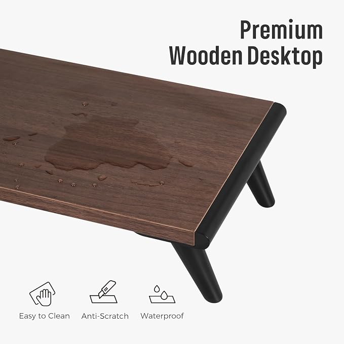 loukin Monitor Stand Riser for Desk, 22.4" × 8.2" Computer Stand, Brown | Supports 22 lb, No Installation Required, Water-Resistant Surface, Fits Laptops and Printers, Ergonomic Design - Image 4