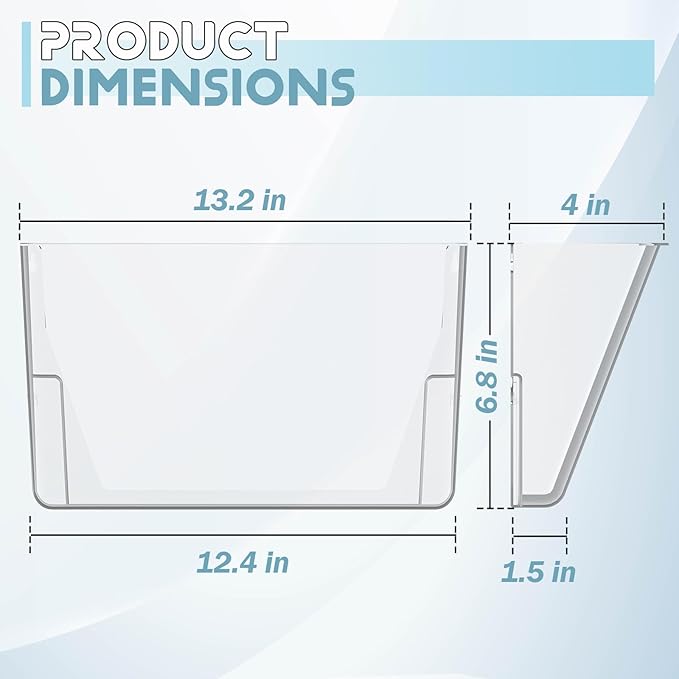Gawerk Clear Acrylic Single Pocket, Plastic Hanging Wall Mount File Holder for Office Home (Gray, 4 Pack) - Image 2
