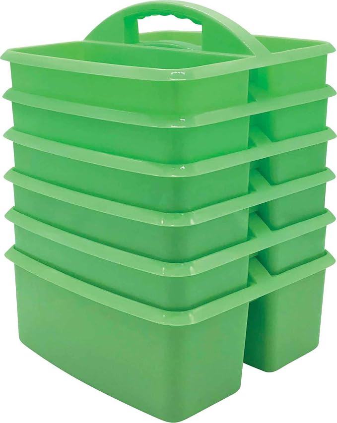 Teacher Created Resources Mint Portable Plastic Storage Caddy 6-Pack for Classrooms, Kids Room, and Office Organization, 3 Compartment by TeacherCreatedResourcesOS