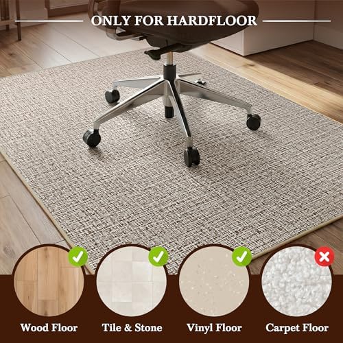 Aothia Textilene Chair Mat for Hardwood Floors - Heavy Duty Non-Slip Desk Floor Protector, Durable PVC & Polyester Blend, Easy to Clean, Ideal for Home Office (36"x47", Brown Beige) - Image 5