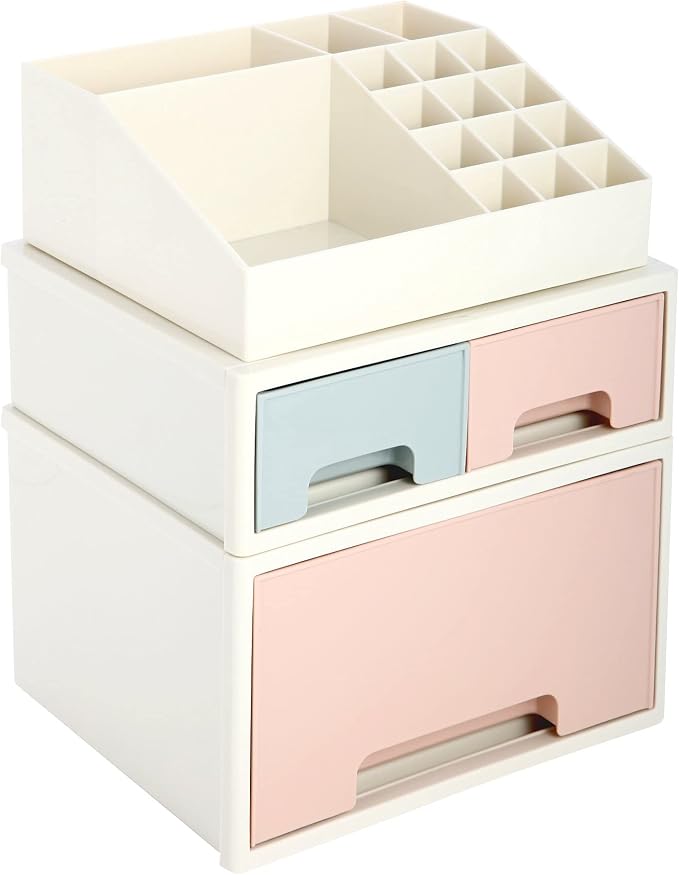 Stationery Organizer Box, Makeup Organizer Set, Pen/Pencil, Remote Control, Office Supplies, Business Card Holder, Free Combination, [TAF-03] w/ 3 Drawers + 16 Slots - Image 8
