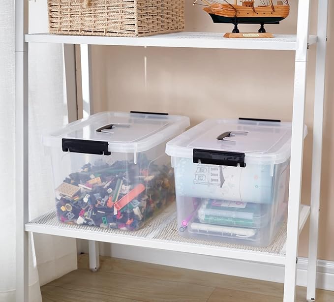 Clear Storage Latch Box 12 Quart, Plastic Organizing Box/Bin with Lid and Black Handles, 6-Pack - Image 7