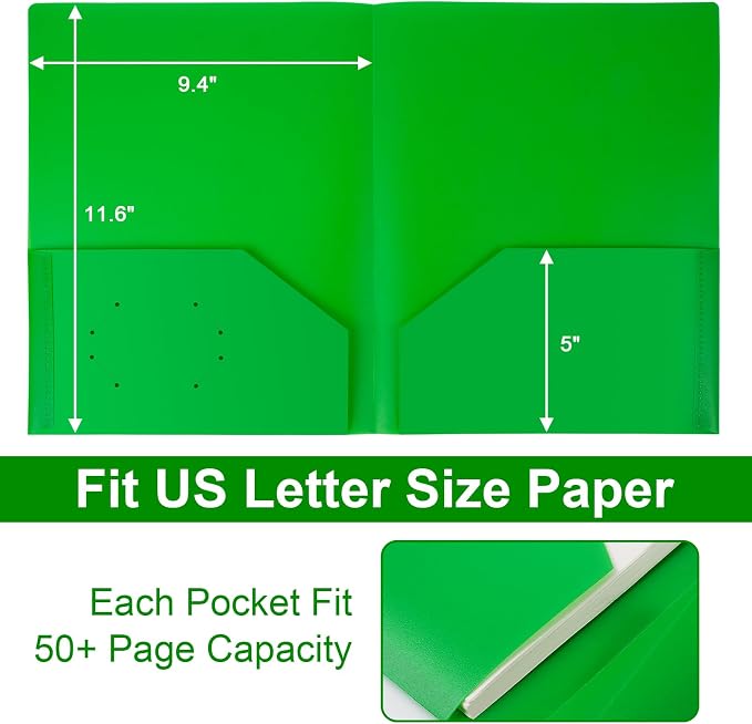 60-Pack Plastic Folders with Pockets,2-Pocket Poly Folders Holds 8-1/2" x 11" Paper for School/Office/Home, Assorted - Image 4