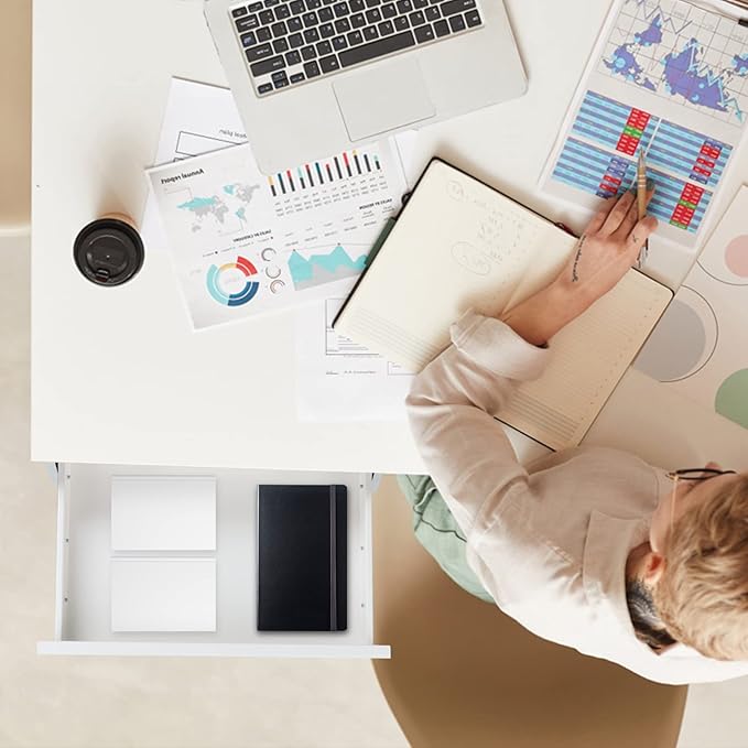 Under Desk Drawer 18”, Under Cabinet Counter Mount Pencil Drawer | White Normal, Under Workbench Tool Storage Hanging Metal Drawer,Large Standing Desk Lip Organizer for Laptop,Office Accessory - Image 2
