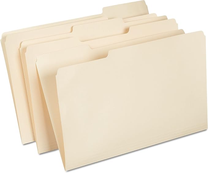 Staples File Folders, Legal Size, 1/3‑Cut Tabs, Manila, Durable Paper Stock, 200/Carton by Staples