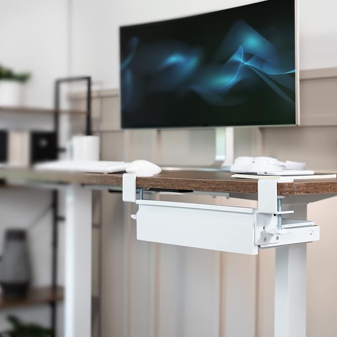 VIVO 16 inch Clamp-On Sliding Pull-out Drawer without Shell for Office Desk, Storage Organizer for Sit Stand Workstation, White, DESK-AC03C-W - Image 2