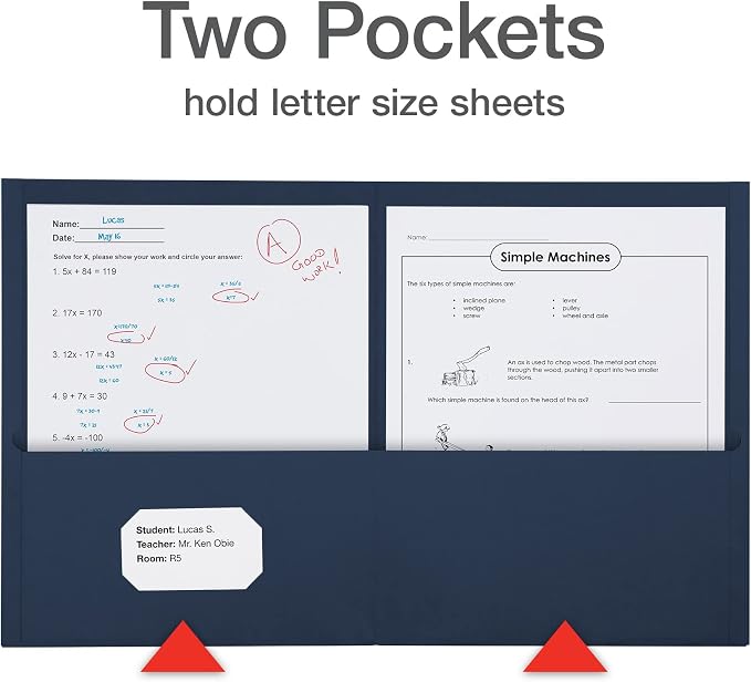 Oxford 2 Pocket Folders, Mega Box of 125, Textured Paper Folders, Blue, Letter Size, Essentials for School & Teacher Supplies Lists (57544) - Image 3