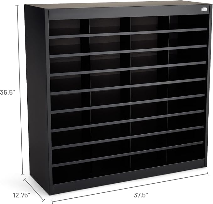 Safco E-Z Stor Literature Organizer, 36 Compartments, Office and Classroom Commercial Grade Steel Mailbox Mail Sorter, Heavy Duty Construction, Black - Image 5