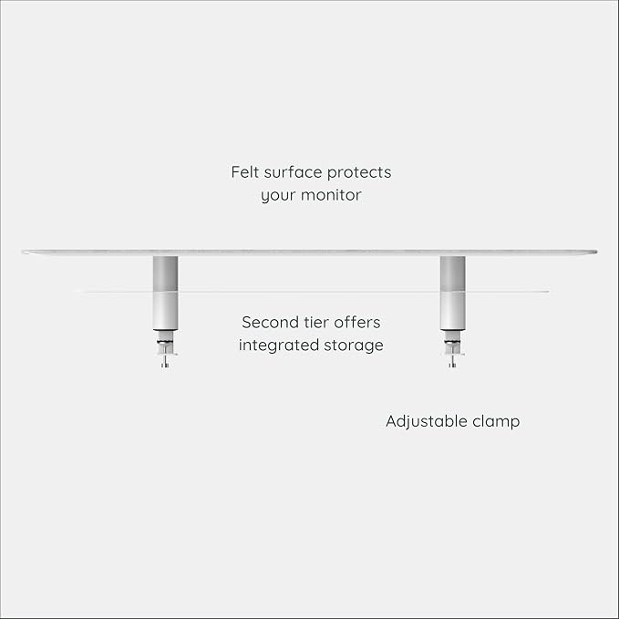 Branch Monitor Stand, Small Monitor Riser Second Tier Storage | Elegant, Durable Powder-Coated Steel Stand with Soft Felt Liner, White - Image 3